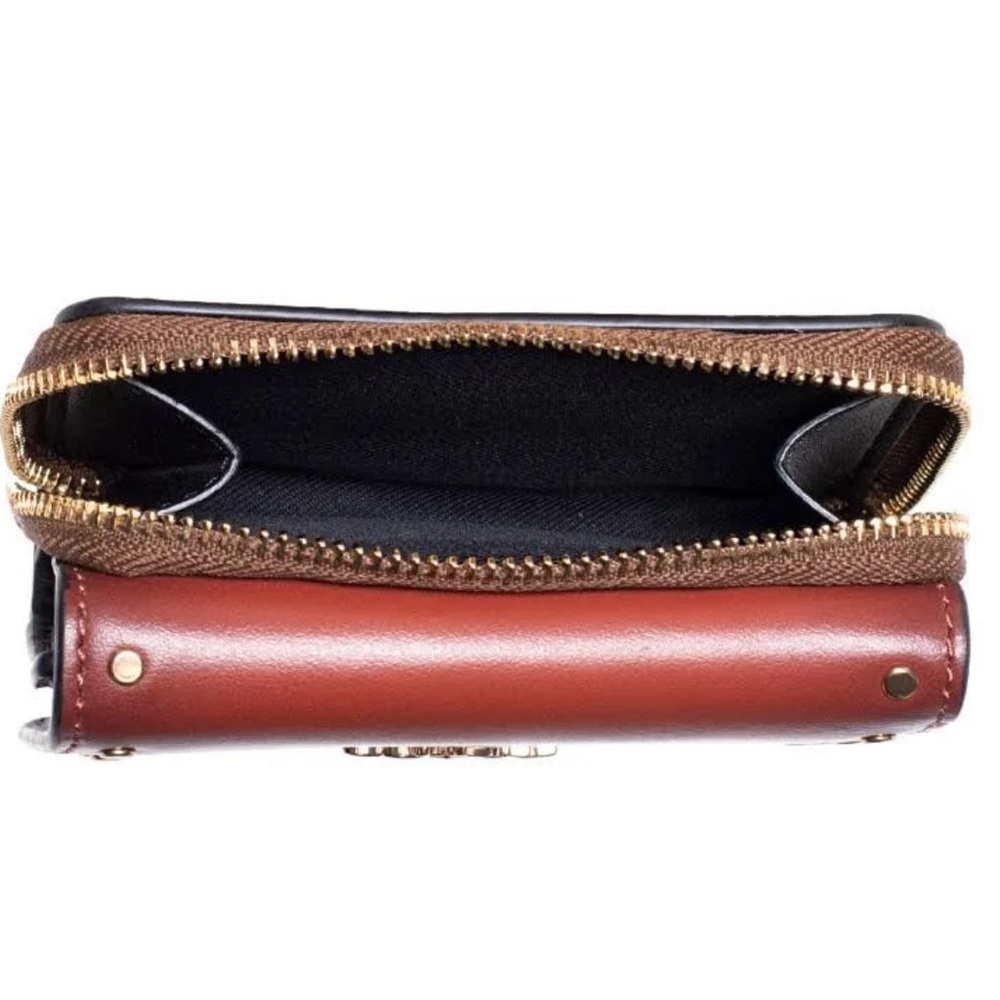 Coach Trifold Wallet In Colorblock Signature Canvas With Rivets - Picture 6 of 8